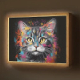Kat - Graffiti - Dieren - Kleuren - Grijs Light Box met batterij (Wandlamp) middel -z3d_website