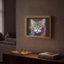 Kat - Graffiti - Dieren - Kleuren - Grijs Light Box met batterij (Wandlamp) middel -sfeer1