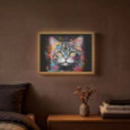 Kat - Graffiti - Dieren - Kleuren - Grijs Light Box met batterij (Wandlamp) middel -sfeer4