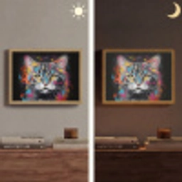 Kat - Graffiti - Dieren - Kleuren - Grijs Light Box met batterij (Wandlamp) middel -sfeer3