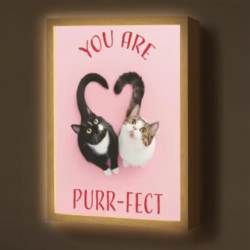 Kat - Hart - Tekst - Valentijn Light Box met batterij (Wandlamp) middel -z3d_website