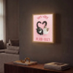 Kat - Hart - Tekst - Valentijn Light Box met batterij (Wandlamp) middel -sfeer1