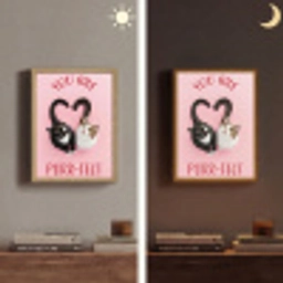 Kat - Hart - Tekst - Valentijn Light Box met batterij (Wandlamp) middel -sfeer3
