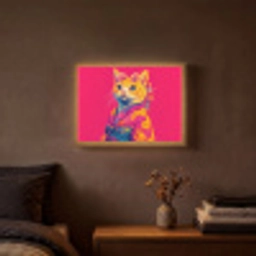 Kat - Kimono - Bloemen - Roze Light Box met batterij (Wandlamp) middel -sfeer4