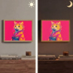 Kat - Kimono - Bloemen - Roze Light Box met batterij (Wandlamp) middel -sfeer3