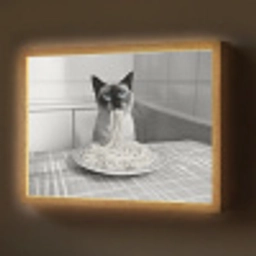 Kat - Siamees - Zwart Wit - Schattig - Dieren Light Box met batterij (Wandlamp) middel -z3d_website