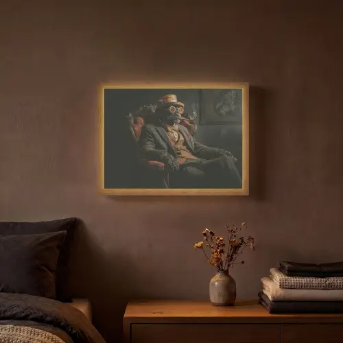 Kat - Pak - Oranje - Sigaar Light Box met batterij (Wandlamp) middel -sfeer4