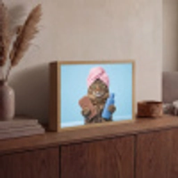 Kat - Handdoek - Washand - Zeep Light Box met batterij (Wandlamp) middel -sfeer2
