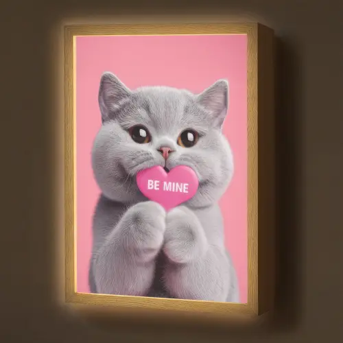 Kat - Valentijn - Roze - Liefde Light Box met batterij (Wandlamp) middel -z3d_website