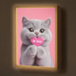 Kat - Valentijn - Roze - Liefde Light Box met batterij (Wandlamp) middel -z3d_website