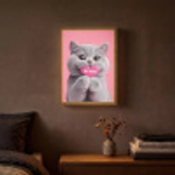 Kat - Valentijn - Roze - Liefde Light Box met batterij (Wandlamp) middel -sfeer4
