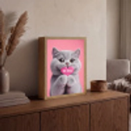Kat - Valentijn - Roze - Liefde Light Box met batterij (Wandlamp) middel -sfeer2