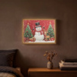 Feestvreugde - Winterbos - Kleurrijk Light Box met batterij (Wandlamp) middel -sfeer4