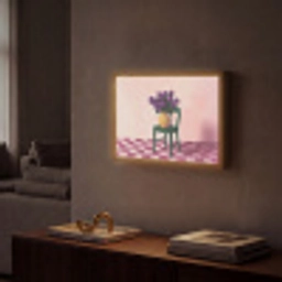 Stoel - Vaas - Bloemen - Geblokt Light Box met batterij (Wandlamp) middel -sfeer1