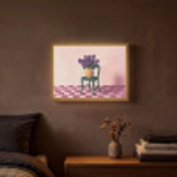 Stoel - Vaas - Bloemen - Geblokt Light Box met batterij (Wandlamp) middel -sfeer4