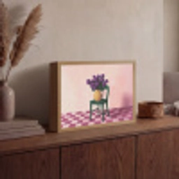 Stoel - Vaas - Bloemen - Geblokt Light Box met batterij (Wandlamp) middel -sfeer2