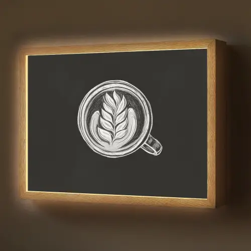 Krijttekening - Koffie - Latte art Light Box met batterij (Wandlamp) middel -z3d_website