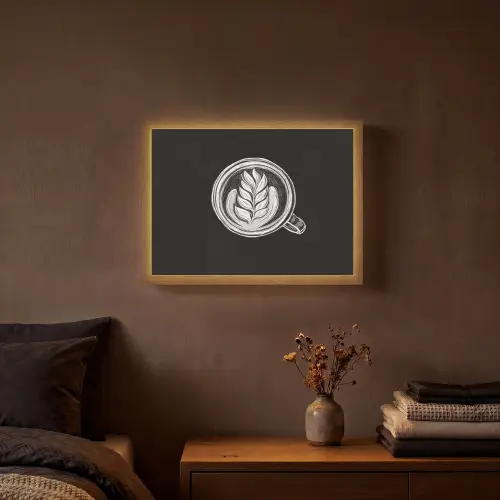 Krijttekening - Koffie - Latte art Light Box met batterij (Wandlamp) middel -sfeer4