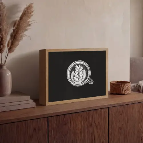 Krijttekening - Koffie - Latte art Light Box met batterij (Wandlamp) middel -sfeer2