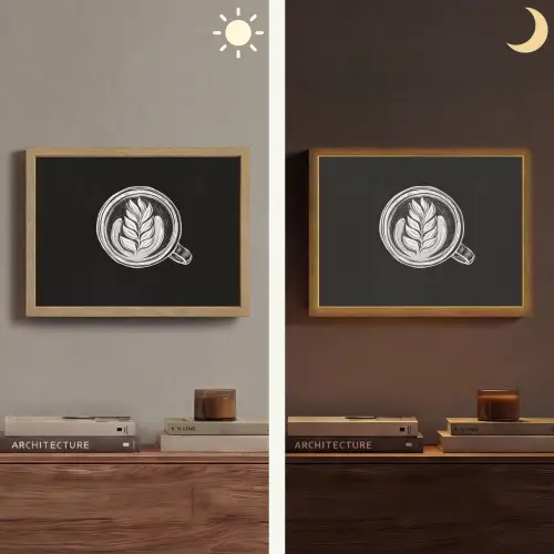 Krijttekening - Koffie - Latte art Light Box met batterij (Wandlamp) middel -sfeer3
