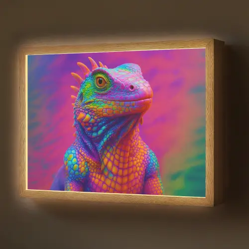 Kameleon - Dieren - Neon - Kleur Light Box met batterij (Wandlamp) middel -z3d_website