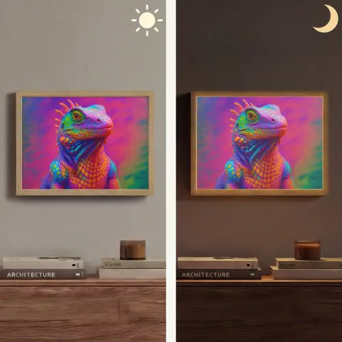 Kameleon - Dieren - Neon - Kleur Light Box met batterij (Wandlamp) middel -sfeer3