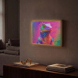 Kameleon - Dieren - Neon - Kleur Light Box met batterij (Wandlamp) middel -sfeer1