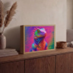 Kameleon - Dieren - Neon - Kleur Light Box met batterij (Wandlamp) middel -sfeer2