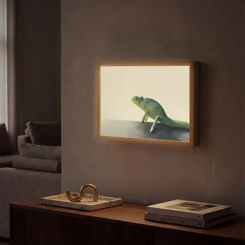 Kameleon - Groen - Minimalistisch Light Box met batterij (Wandlamp) middel -sfeer1