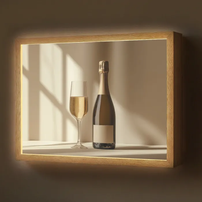 Champagne - Beige - Schaduw - Bubbels Light Box met batterij (Wandlamp) middel -z3d_website