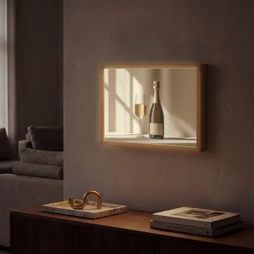 Champagne - Beige - Schaduw - Bubbels Light Box met batterij (Wandlamp) middel -sfeer1