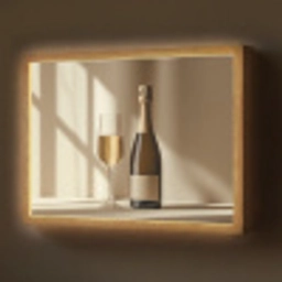 Champagne - Beige - Schaduw - Bubbels Light Box met batterij (Wandlamp) middel -z3d_website