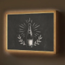 Champagnefles - Lauriertakken - Zwarte achtergrond Light Box met batterij (Wandlamp) middel -z3d_website