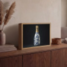 Champagne - Bloemen - Goud - Chique Light Box met batterij (Wandlamp) middel -sfeer2