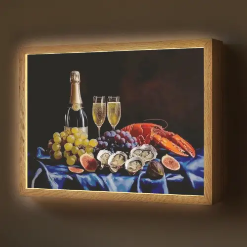 Champagne - Luxe - Oesters Light Box met batterij (Wandlamp) middel -z3d_website
