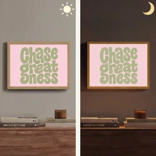 Chase greatness - Groen - Roze - Retro Light Box met batterij (Wandlamp) middel -sfeer3