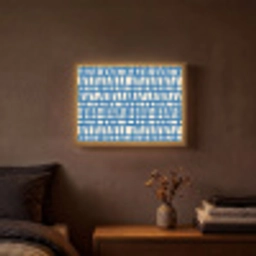 Ruitpatroon - Blauw - Crème Light Box met batterij (Wandlamp) middel 907 -sfeer4