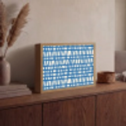 Ruitpatroon - Blauw - Crème Light Box met batterij (Wandlamp) middel 907 -sfeer2