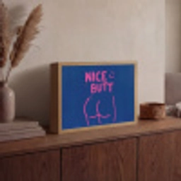 Brutaal - Grappig - Blauw Light Box met batterij (Wandlamp) middel -sfeer2
