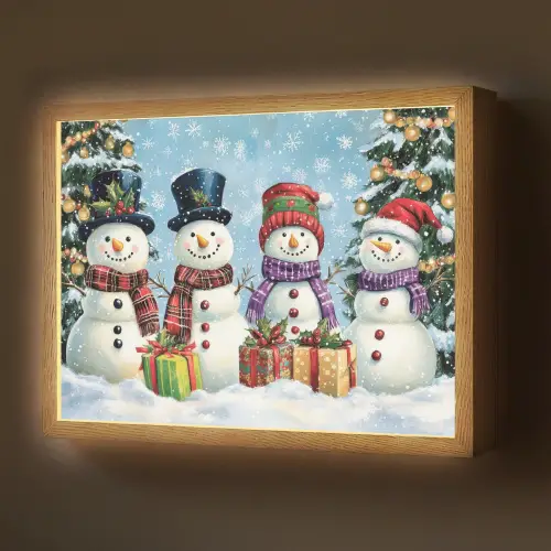 Vrolijk - Sneeuw - Kleurrijk Light Box met batterij (Wandlamp) middel -z3d_website