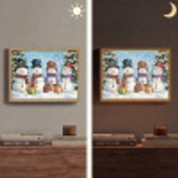 Vrolijk -  Sneeuw - Kleurrijk Light Box met batterij (Wandlamp) middel -sfeer3