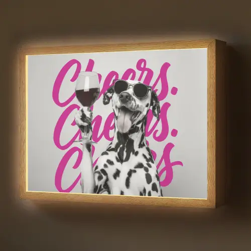 Cheers - Hond - Roze - Wijn Light Box met batterij (Wandlamp) middel -z3d_website