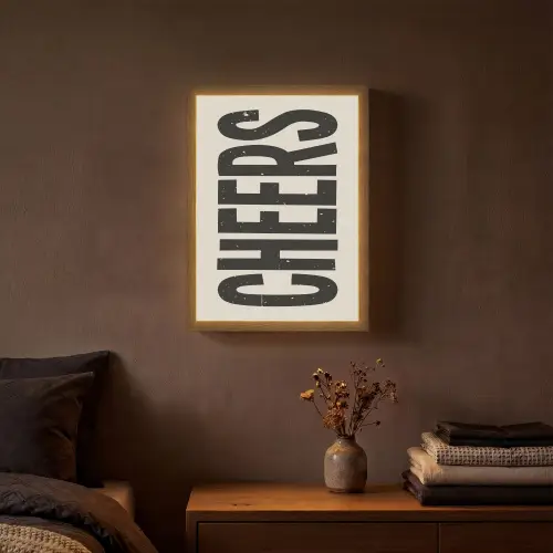 Cheers - Japandi - Zwart - Letters Light Box met batterij (Wandlamp) middel -sfeer4