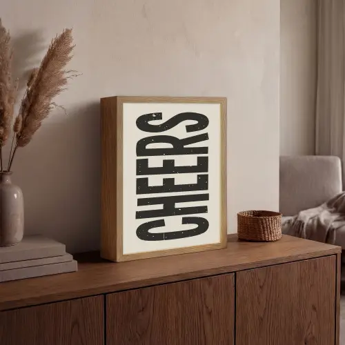 Cheers - Japandi - Zwart - Letters Light Box met batterij (Wandlamp) middel -sfeer2