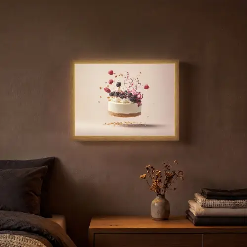 Cheesecake - Eten - Roze - Taart Light Box met batterij (Wandlamp) middel -sfeer4