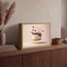 Cheesecake - Eten - Roze - Taart Light Box met batterij (Wandlamp) middel -sfeer2
