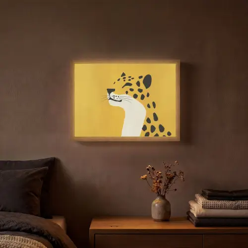 Cheetah - Illustratie - Geel Light Box met batterij (Wandlamp) middel -sfeer4