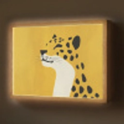 Cheetah - Illustratie - Geel Light Box met batterij (Wandlamp) middel -z3d_website