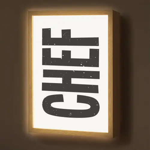 Chef - Japandi - Decoratie - Vintage Light Box met batterij (Wandlamp) middel -z3d_website
