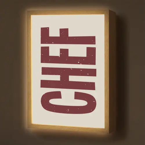 Chef - Rood - Japandi - Vintage Light Box met batterij (Wandlamp) middel -z3d_website